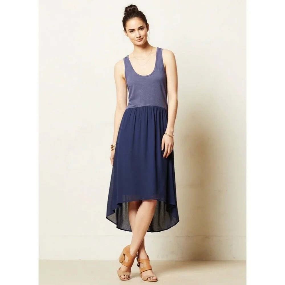 Vintage Y2K Anthropologie Cutout High-Low Midi Dress • Coastal Boho Minimalist - Picture 2 of 16